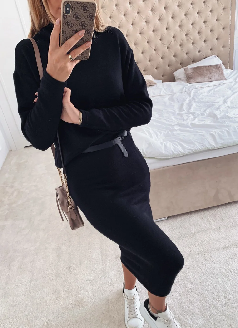 Костюм юбка женский сексуальный костюм и пуловер Водолазка эластичная талия