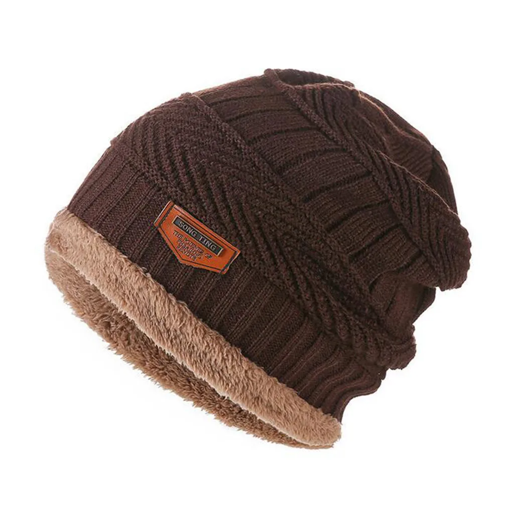 

Fashion Fleece Contrast Colors Knitted Warm Winter Hats For Women Men Winter Windproof Hiking Caps hats for men fashion