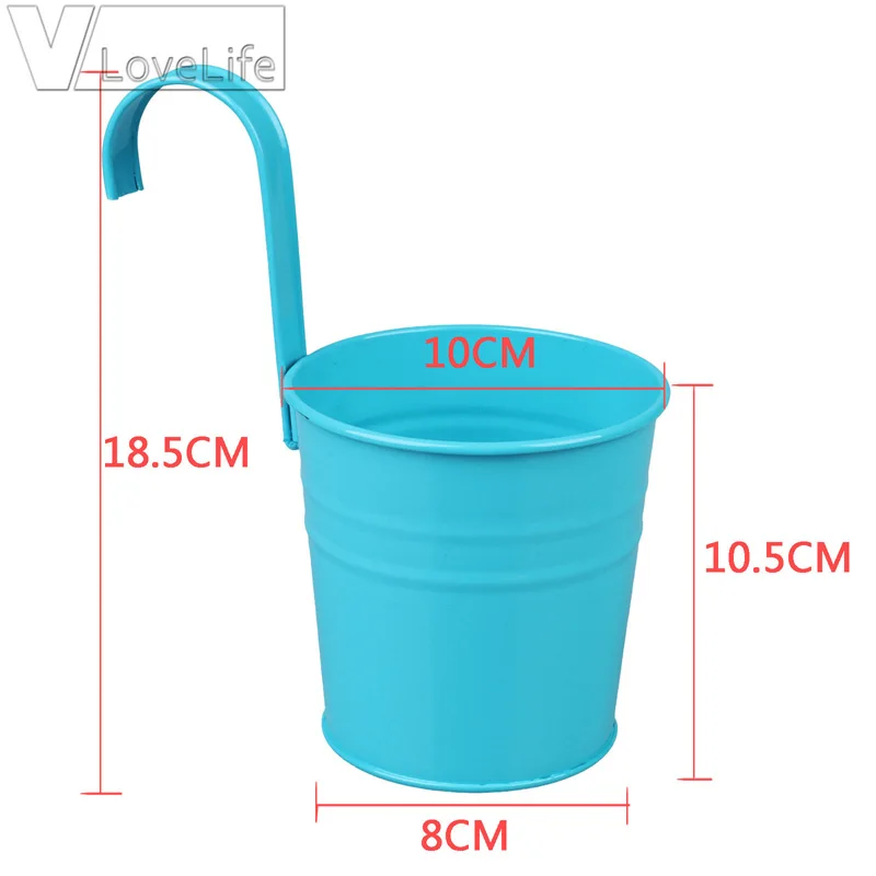 10pcs wall hanging flower pots metal flower pots with handle iron garden balcony vertical bucket holder home decor garden pots free global shipping