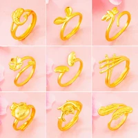 new 24k gold rings for women leave flower wings cat elephant engagement rings for women dolphins love wedding rings jewelry
