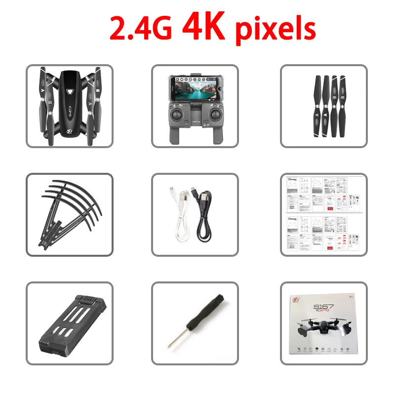 S167 Дрон с GPS с камерой 5G радиоуправляемые Квадрокоптеры дроны HD 4K wifi FPV складные летающие фотографии видео Дрон игрушка - Цвет: 2.4g 4k pixels GPS
