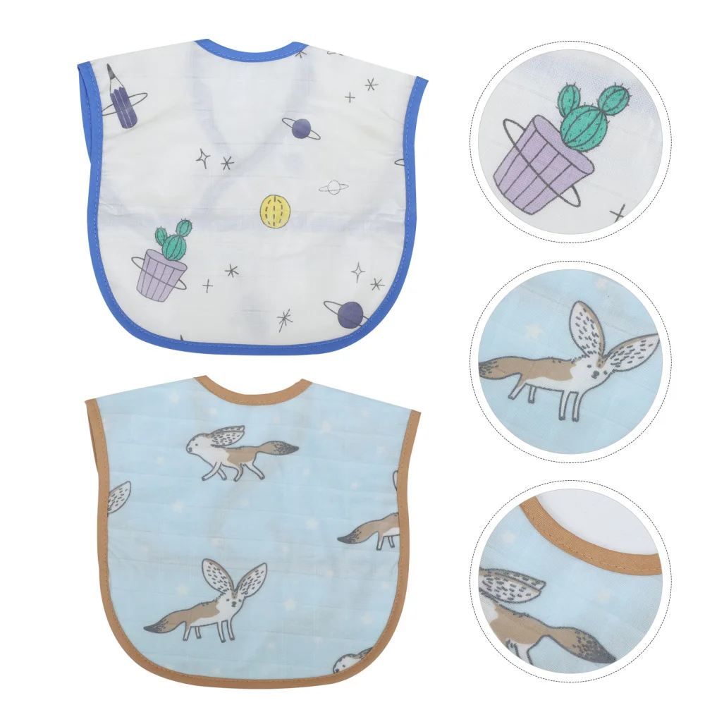 

2pcs Children's Eating Bibs Cotton Baby Saliva Towels Anti-fouling Bibs