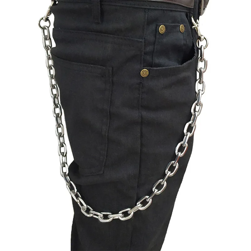 Длинный байкерский кошелек цепь для ключей серебристый черный рок панк хипстер