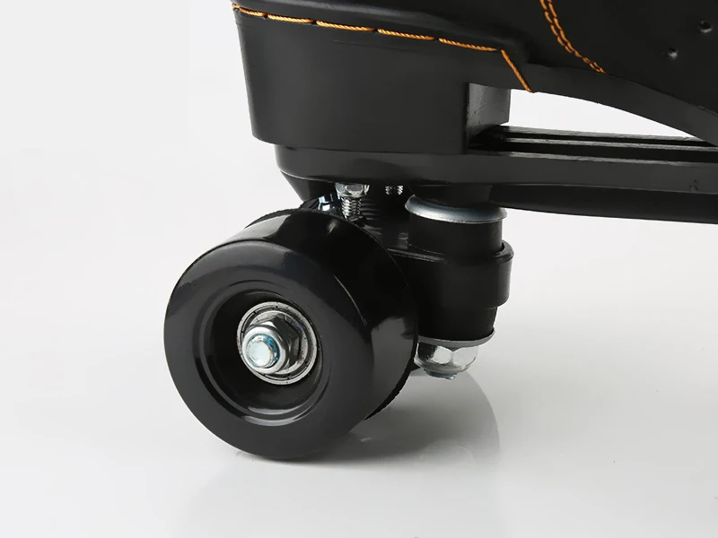 Дети унисекс двойной линии ПУ кожа Крытый Quad параллельная обувь для скейтборда сапоги 4 PU колеса черные с тормозом дышащие