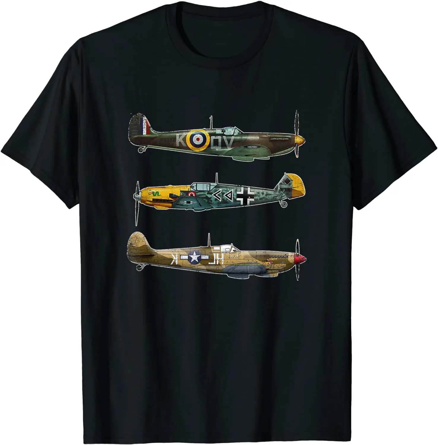 

WW2 Planes P51 Spitfire Men T-Shirt Short Casual 100% COTTON O-Neck Shirts