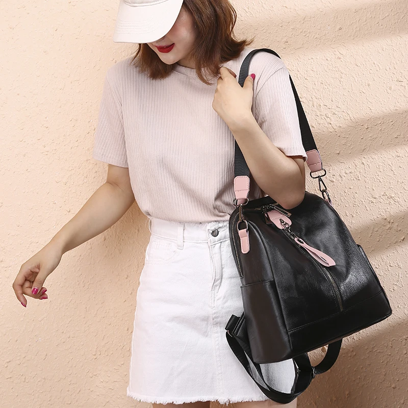 2019 Стильные Простые Женские сумки высокого качества на молнии рюкзак для женщин