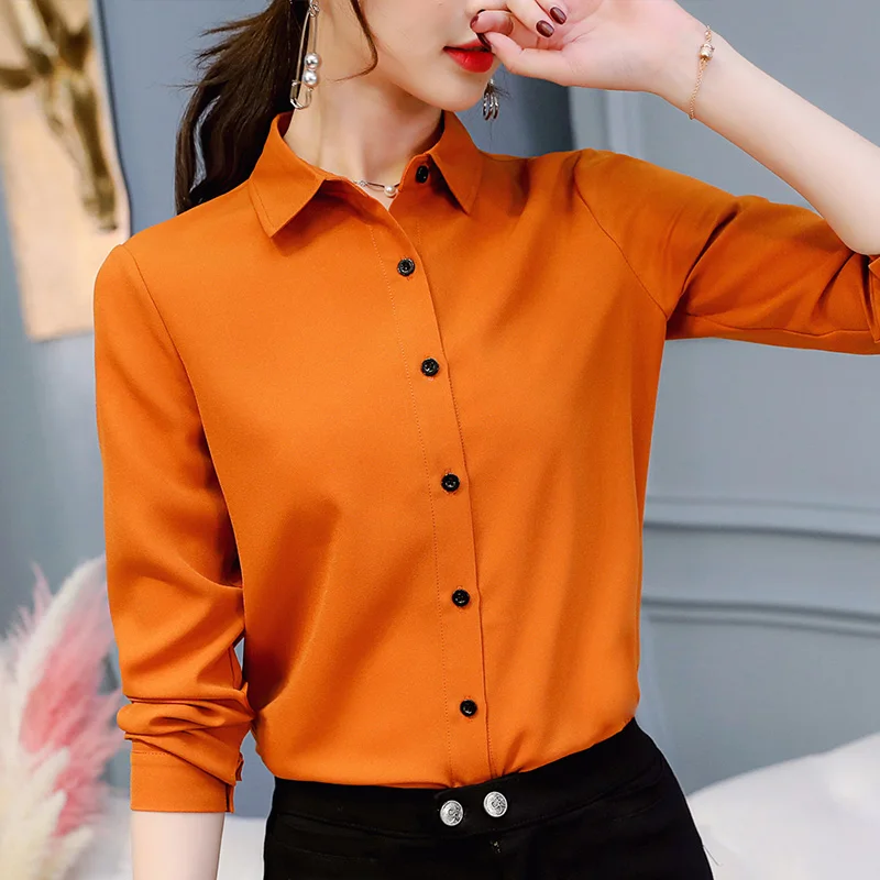 Autumn Fashion Chiffon women button up shirt Blouses Womens Tops and Blouse Long Sleeve Office Lady Blouse Ladies Shirts fashion bow tie v neck office ladies tops blouses woman 2021 long sleeve chiffon blouse women shirts womens tops and blouses