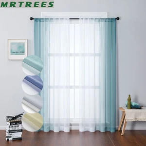 MRTREES Height 400cm Gradient Tulle Curtains for Living Room Bedroom Organza Voile Curtain for Window Treatment  Panels Drapes