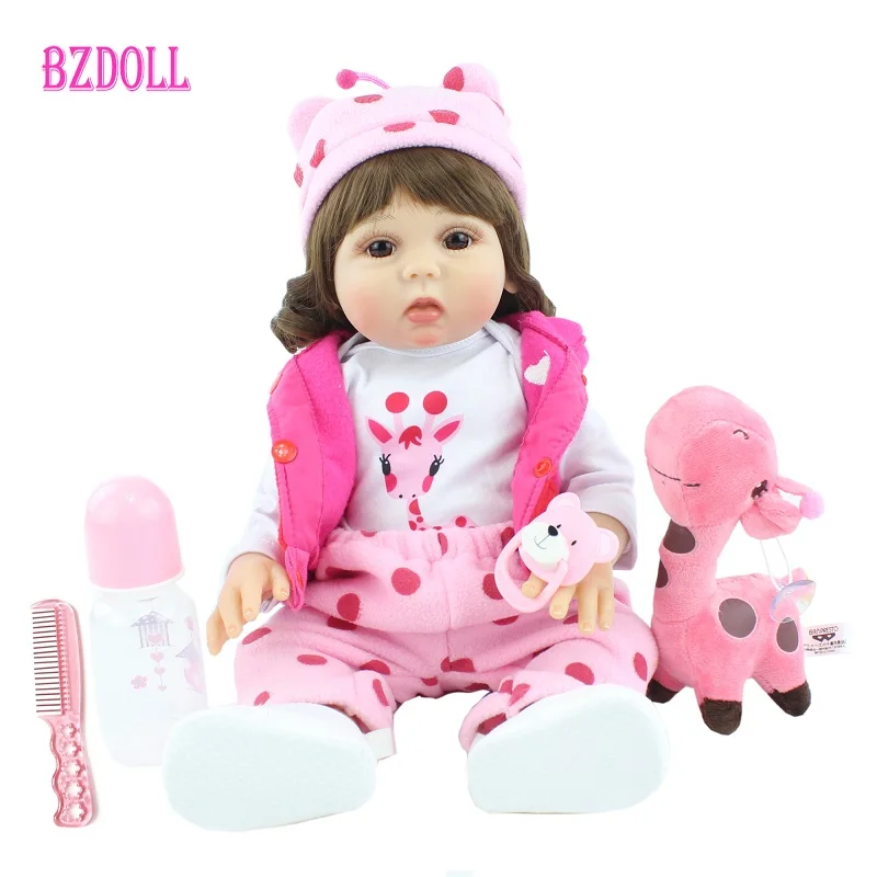 

19inch Full Body Soft Silicone Reborn Baby Doll Realistic Newborn Vinyl Boneca BeBe Girl Doll for Kids Bathe Toy Birthday Gift