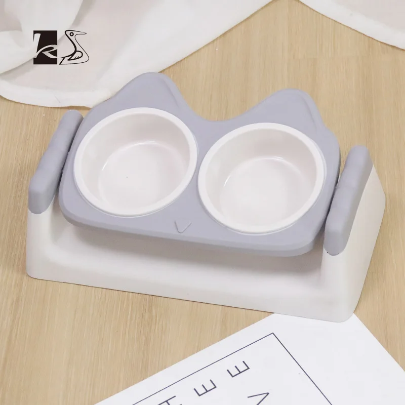 

Pet Supplies Double Color Angle Adjustable Cat Bowl Dog Bowl Pet Detachable Double Bowl Lovely Neck Protect Bowl for Cat and Dog