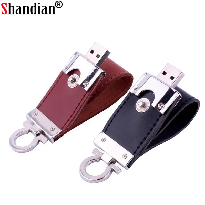 SHANDIAN коричневые кожаные флеш диск USB 2 0 4GB/8GB/16GB/32GB/64GB 128GB брелок накопителей и