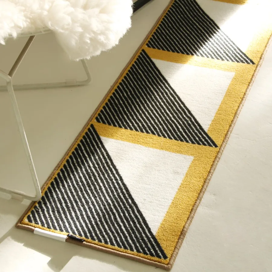 Коврик с геометрическим орнаментом скандинавский пушистый длинный кухонный для
