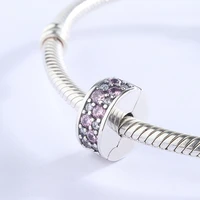 925 sterling silver cz zircon white and pink pave clip pendant charm bracelet diy jewelry making for original pandora