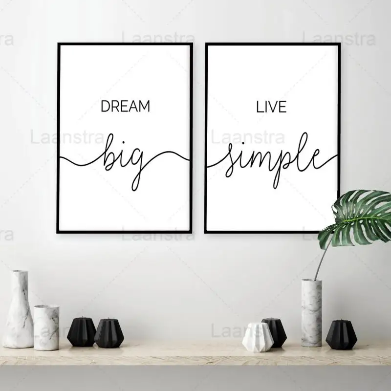 

Minimalist Poster Big Dream & Simple Live Quotes Canvas Paintings Living Room Dining Room Decor Home Wall Art Prints Frameless