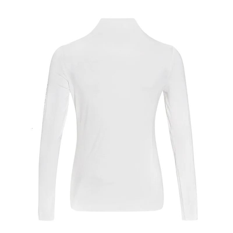 

Season women's new Korean version of semi-high collar bottoming shirt slim modal letter pattern long sleeve T-shirt women