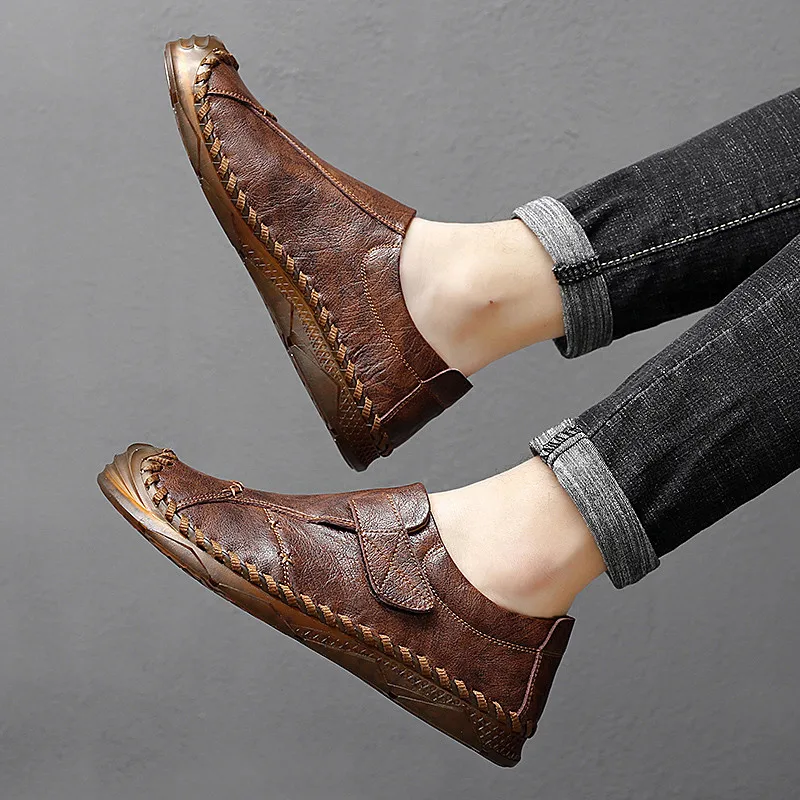 Фото Leather Men Casual Shoes Luxury Brand handmade sewing Mens Loafers slip on Moccasins Breathable outdoor Male Driving Обувь Leather Men Casual Shoes Luxury Brand handmade sewing Mens Loafers slip on Moccasins Breathable outdoor Male Driving Обувь