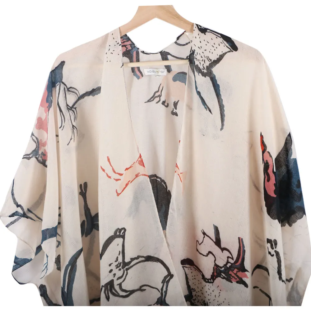 Летний Пляжный шарф с кисточками и принтом шаль пончо солнцезащитный для женщин