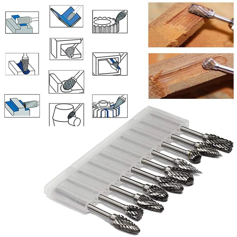 

7Pcs M3-M10 Titanium Coated HSS Spiral Flute Metric Taps Set & 10 Pcs Double Cut Carbide Rotary Burr Set