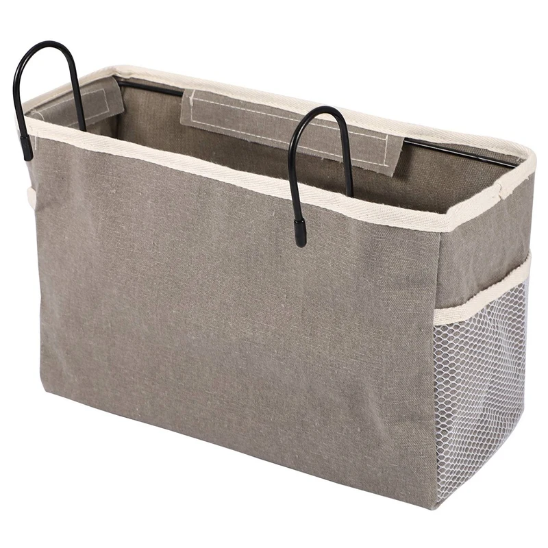 

Storage Bag Basket Hook Office Desk Dormitory Bedside Bed Dorm Hanging Canvas Organizer Cloth Caddy Holder Magazine Phone Pocket