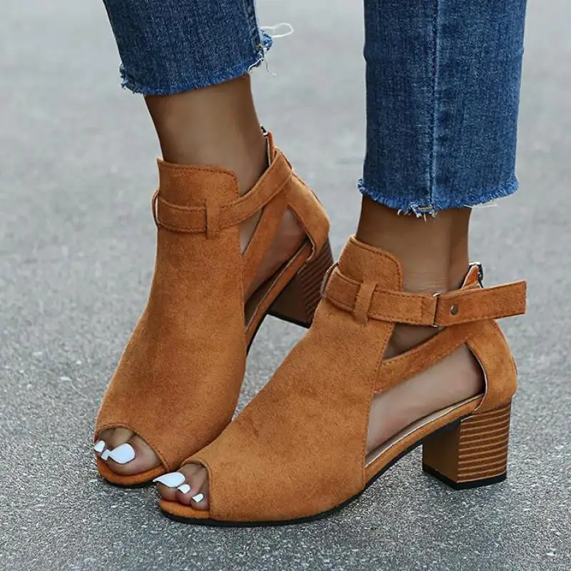 

Женские босоножки на высоком каблуке, однотонные сандалии-гладиаторы с ремешком и пряжкой, лето 2022