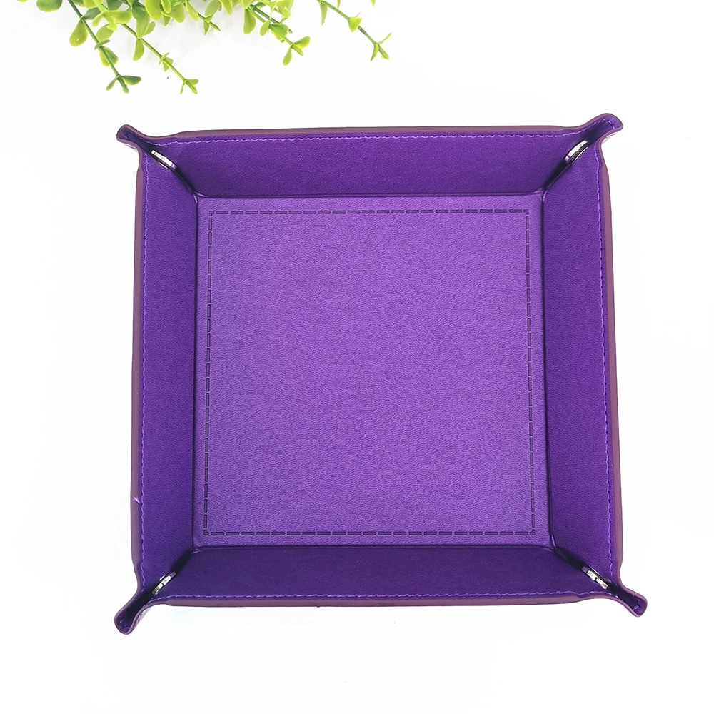 1 Pcs 18x18cm Four Corners PU Leather Tray Change Tray Sundries Storage Box Dried Fruit Plate Desktop Storage Tray