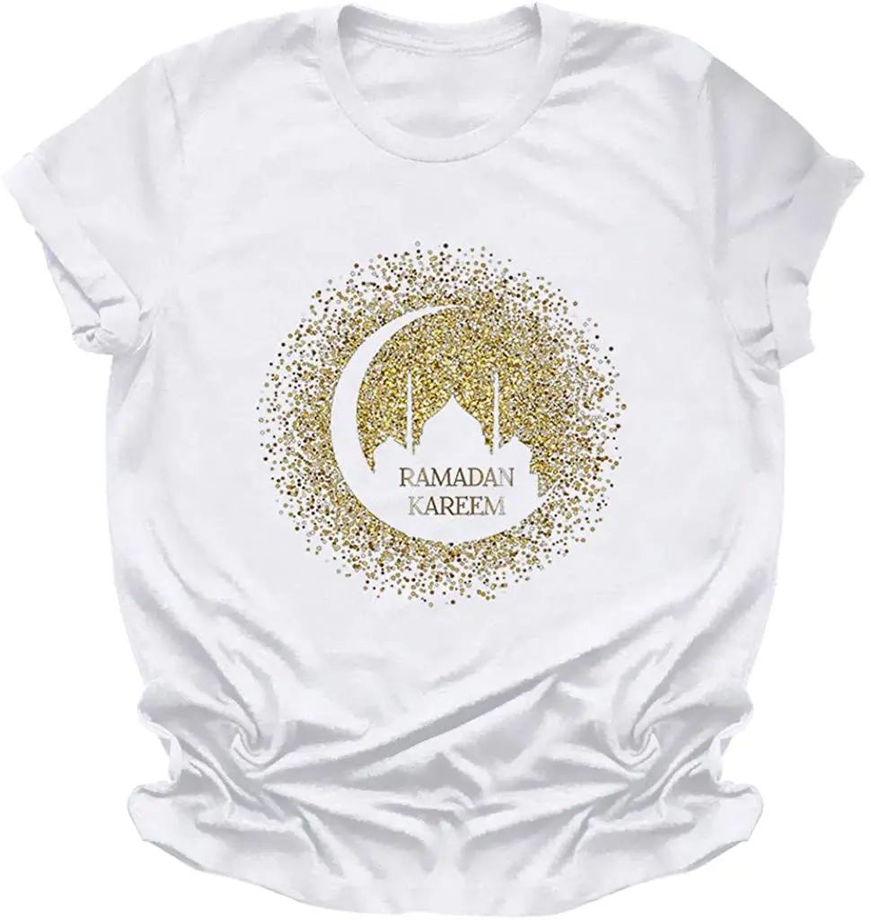 

Women's Summer Shirt Round Neck Short Sleeve Serene Moon Print Tees Tops New Arrivals Summer Cool Tee