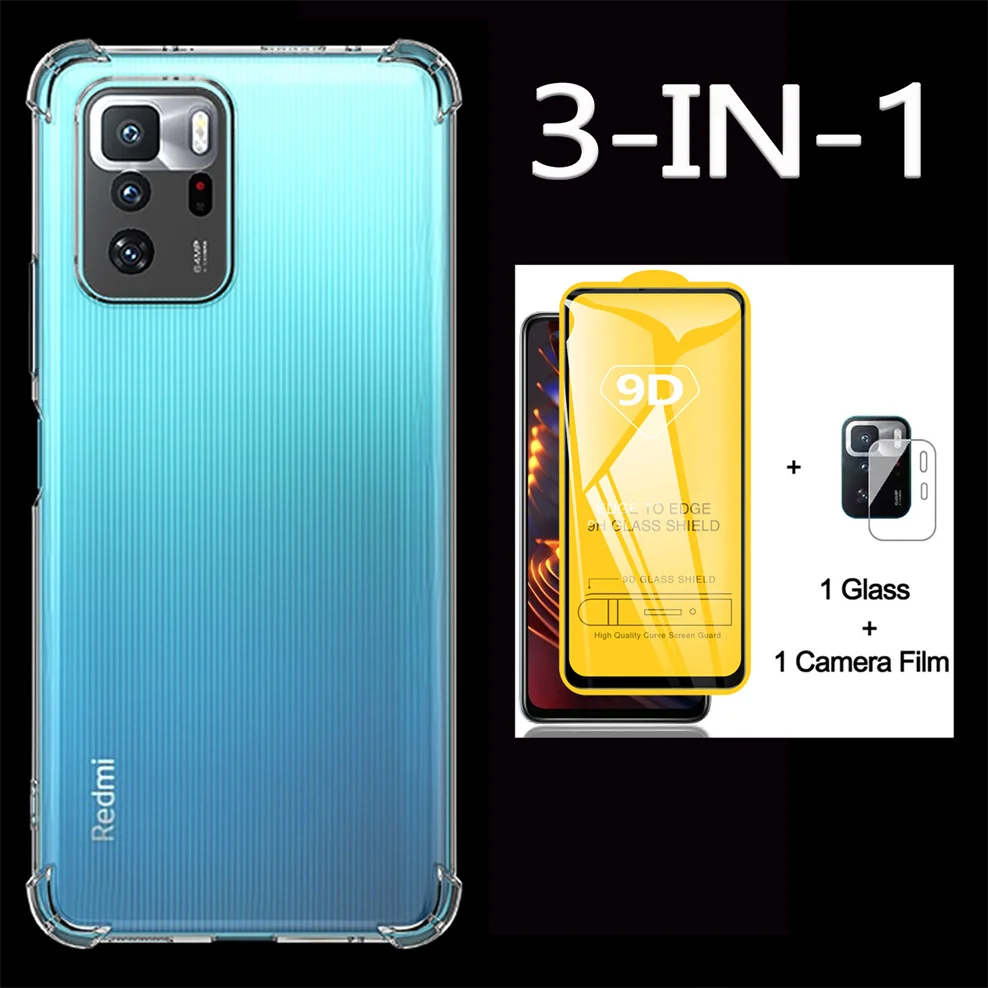 

3-in-1, tempered glass + phone cases for poco x3 gt 5g cover poco f3 m3 pro screen protector poco x 3 nfc xiaomi poco x3 gt case