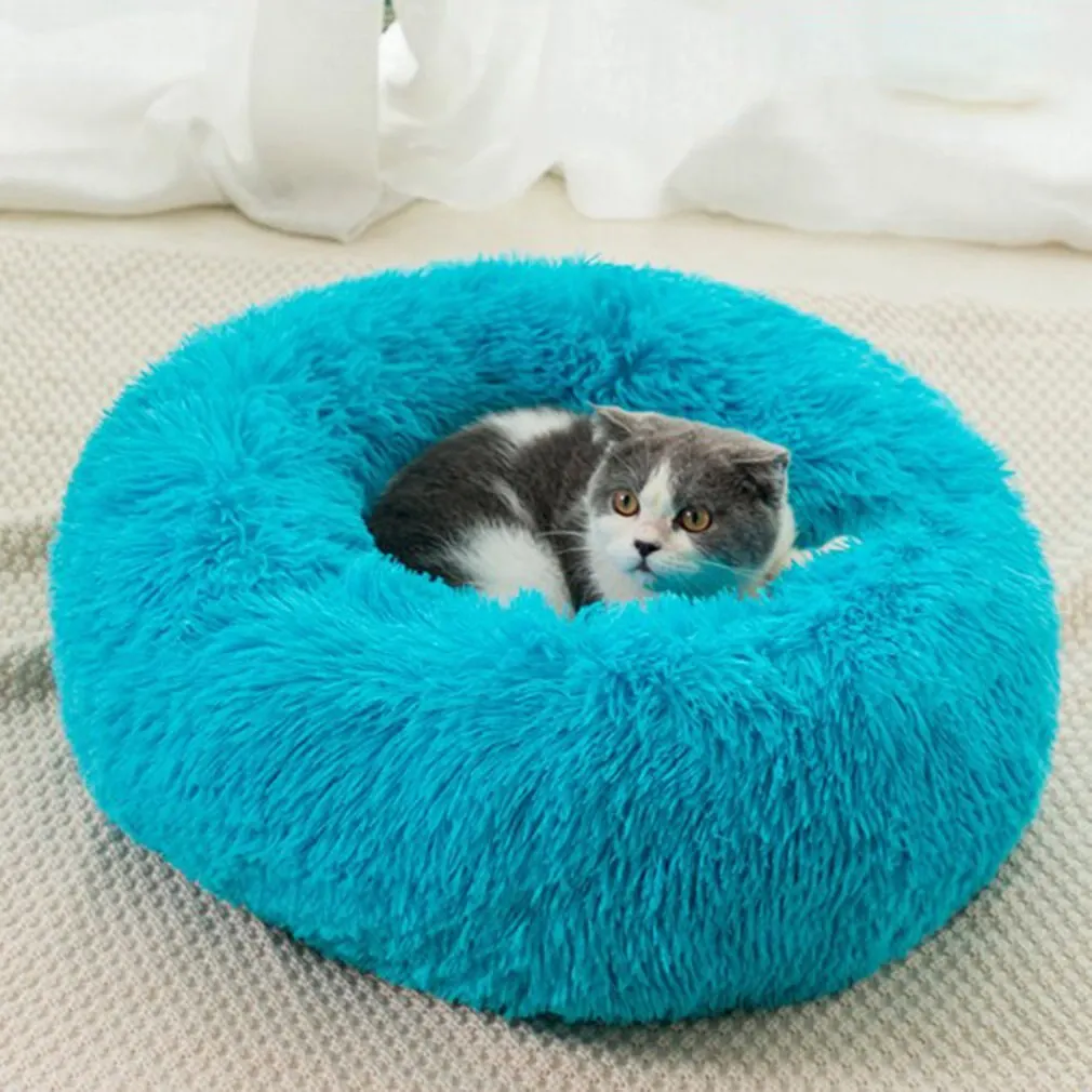 

Super Soft Cat Bed Round Fluffy Cat Sleeping Basket Long Plush Warm Pet Mat Cute Lightweight Comfortable Touch Kennel