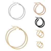 dropshipping stainless steel huggie endless earring large small 10 75mm hoop earrings for women men or girl jewelry gift
