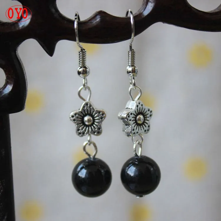 

925 silver new jewelry Chinese style retro flower pendant turquoise earrings