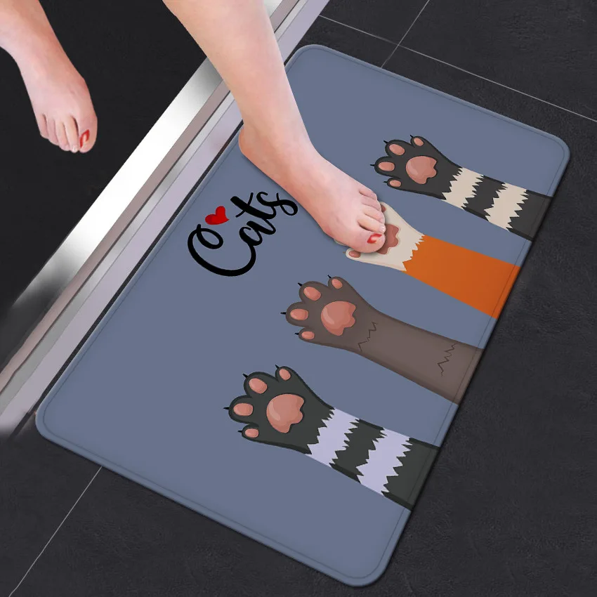 Cartoon Cats Welcome Floor Mats Watercolor Cat Printed Bathroom Carpets Doormats Bedroom Mat Tea Table Rubber No-slip Tapete Rug | Дом и сад