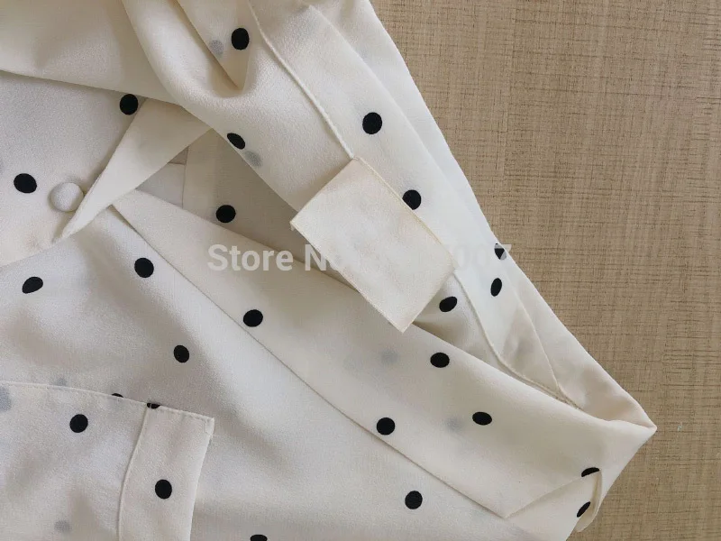 Женская Повседневная рубашка в горошек белая шелковая блузка с отложным