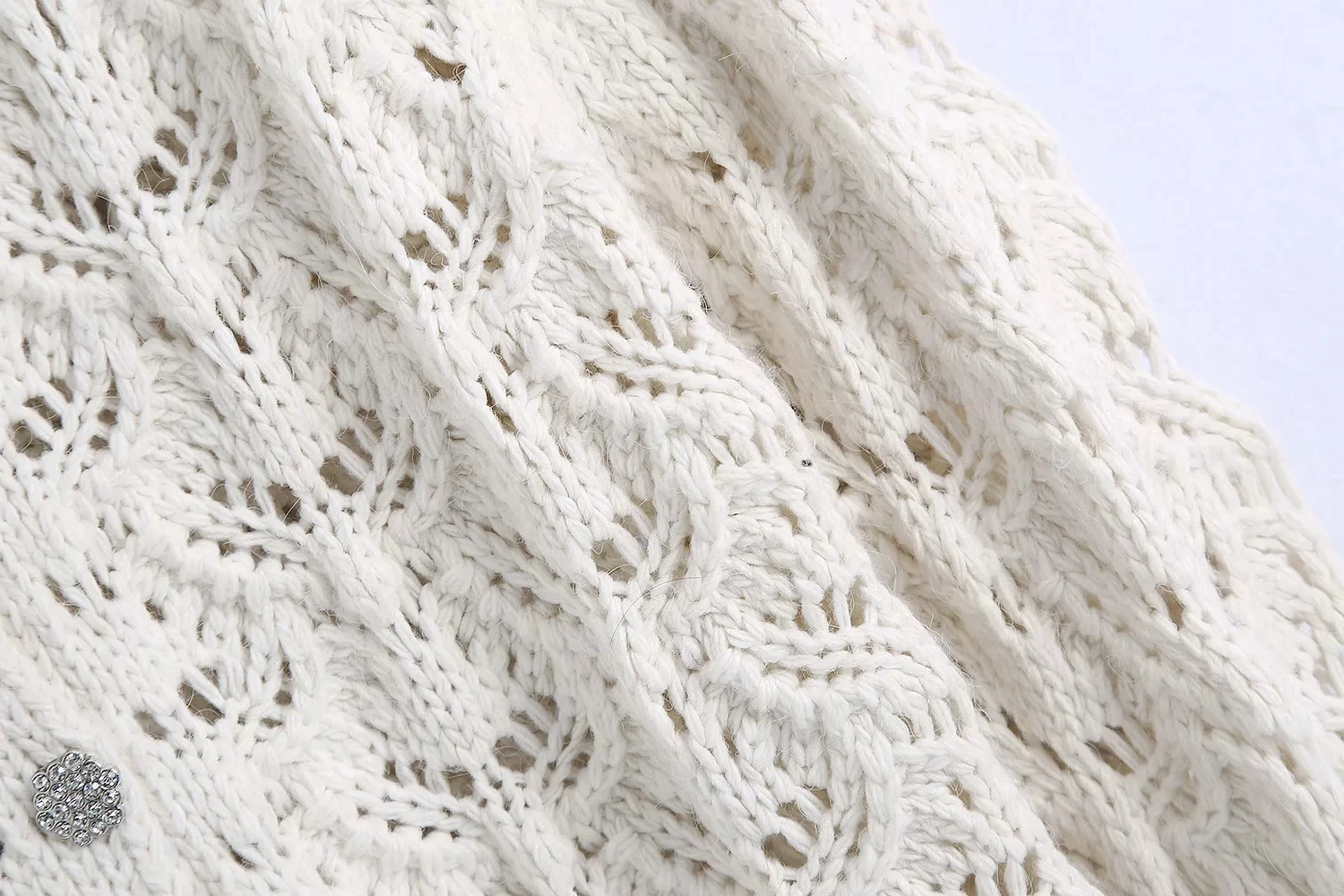 

Vintage Lapel Knitted Sweater 2021 New Spring Fashion Slim Long Sleeve Hollow out Cardigan Sweater Lady Casual Loose Chic Top