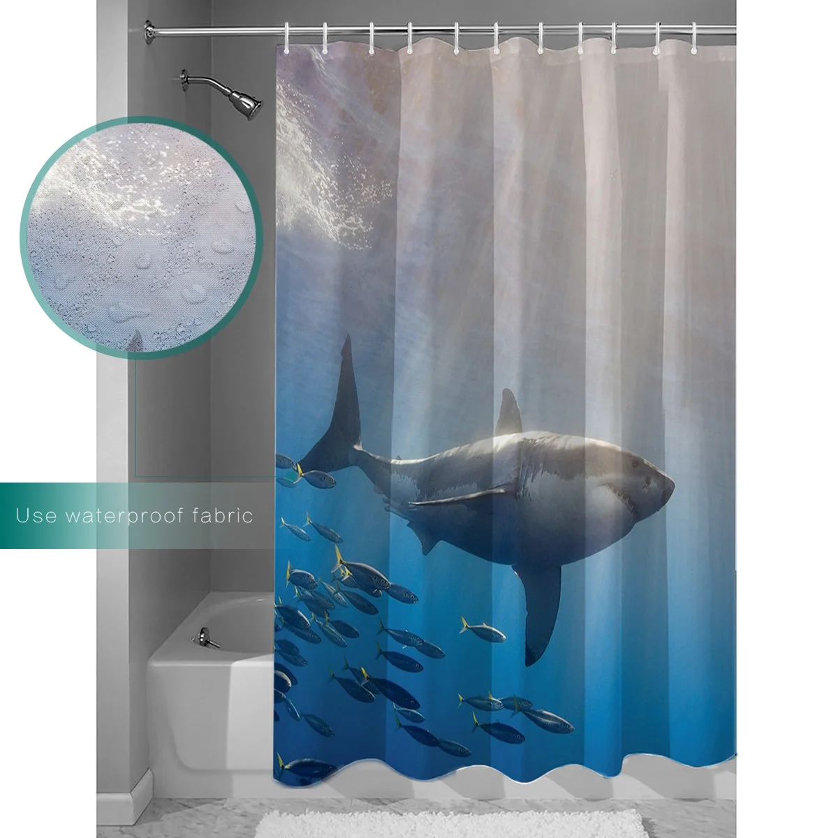 Морская Акула Ванная комната душа Шторы s ткань Душ Аксессуары для ванной | Дом и