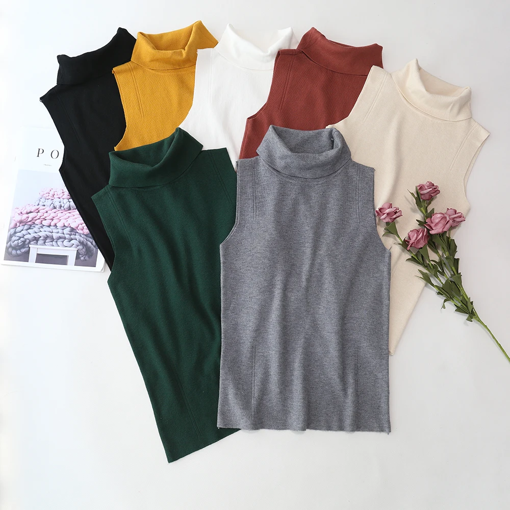 2019 Новый Модный женский трикотажный однотонный вязаный жилет без рукавов с