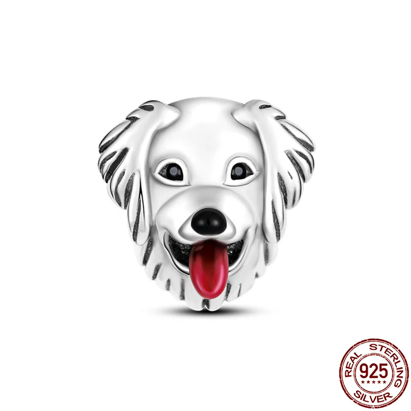 

100% Real 925 Sterling Silver Golden Retriever Beaded Fit Original pandora Bracelet&Bangle Making Fashion DIY Jewelry