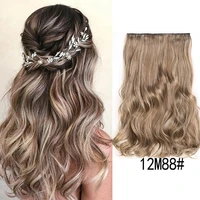 synthetic body wave clip in one piece hair extension 5 clips high temperature fiber hairpiece for women