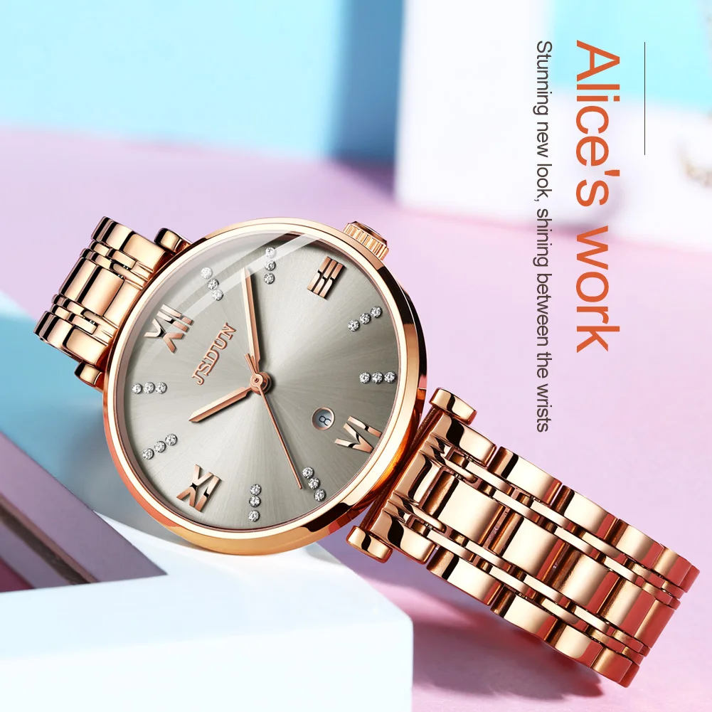

Steel Watches For Women Luxury Diamond Fashion Brand Rose Gold Ladies Watch Starry Sky Designer Elegant Female Quartz Wristwatch