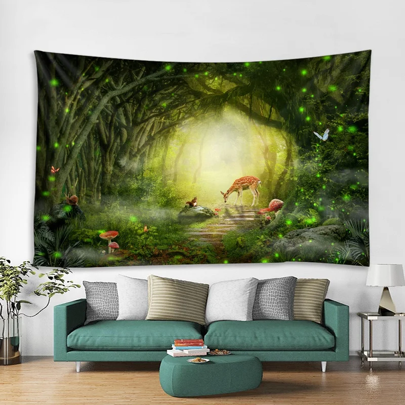 Фон с изображением леса олененка брезентовый гобелен для украшения спальни