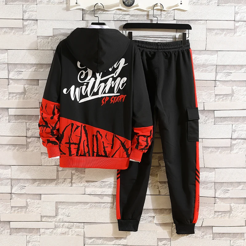 

Fashion Men's Set Autumn Winter Elastic Waist Trousers+Long sleeve Pullover Sweatshirt Set Casual Korean Style Men Clothing Set