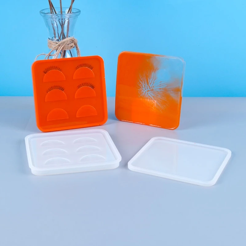 

2Pcs/Set Crystal Epoxy Resin Mold Eyelash Storage Box Silicone Mould DIY Crafts Jewelry Container Making Tool