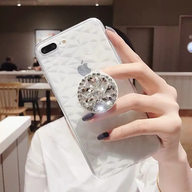 Роскошный мягкий чехол PEIPENG со стразами для iPhone 7 8 6s Plus Прозрачный блестящий из