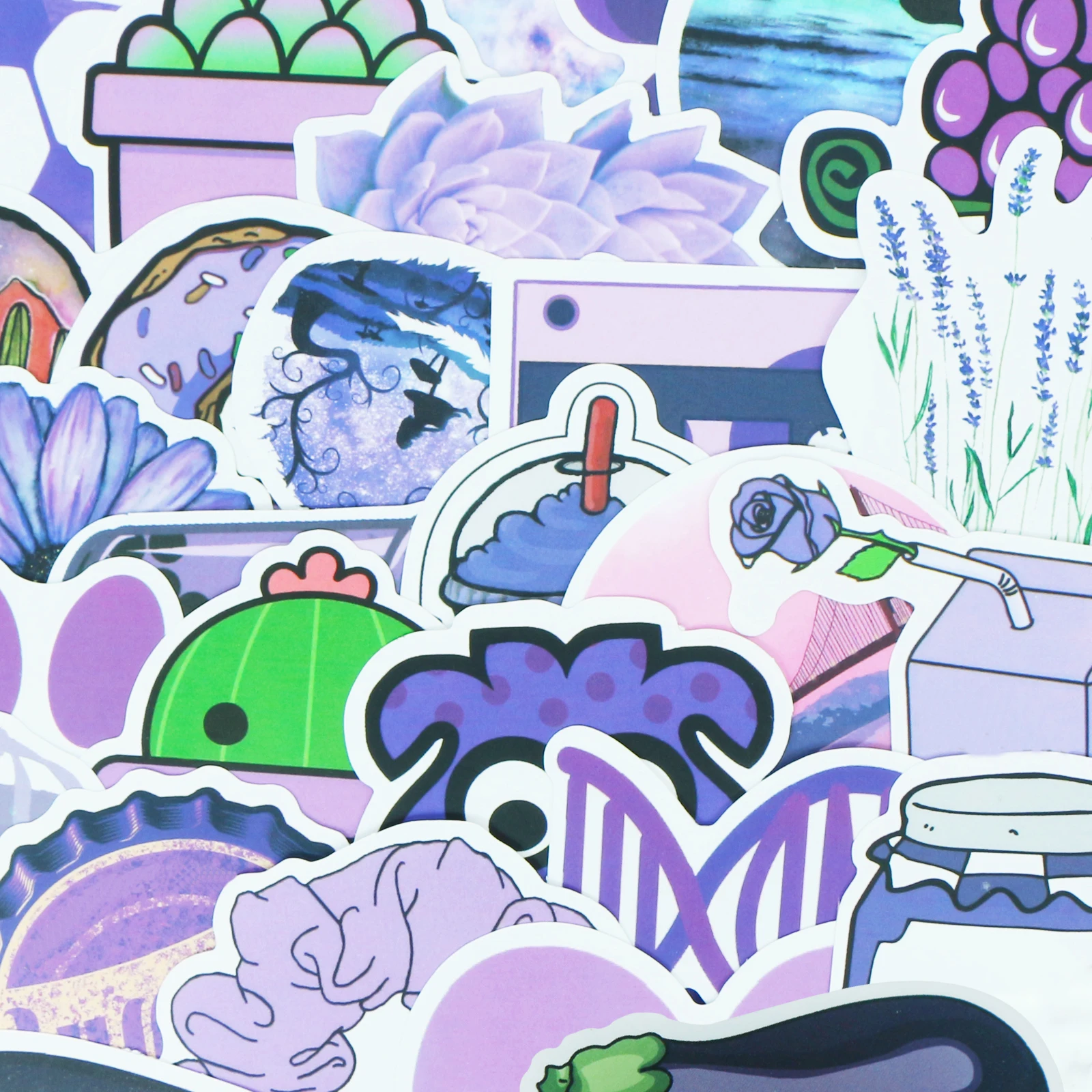 50 шт./лот милые фиолетовые наклейки забавная мультяшная аниме-наклейка для