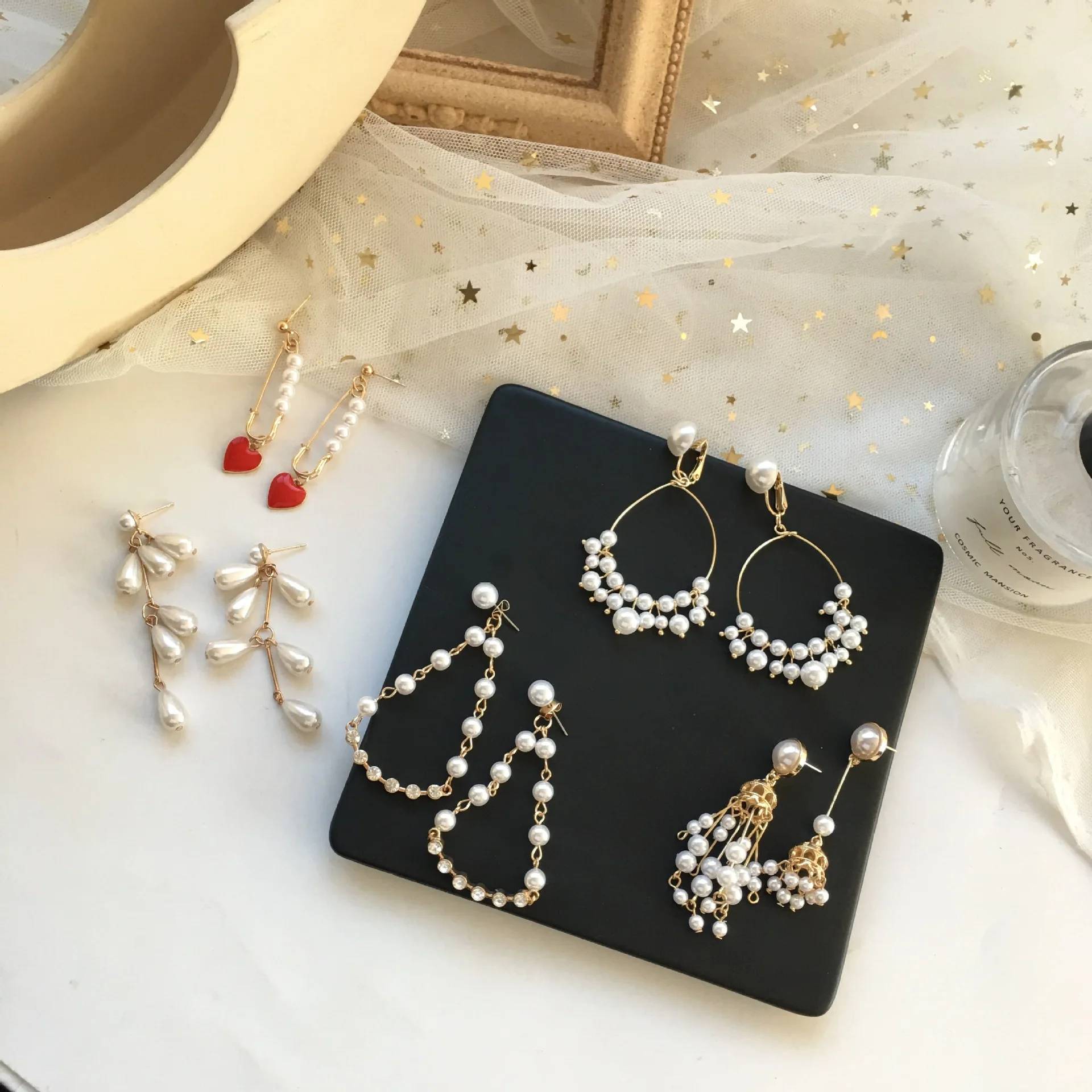 Модные серьги с жемчугом в японском и корейском ретро стиле простые кисточками