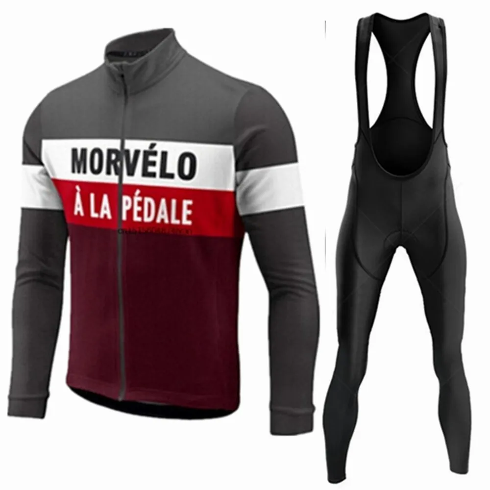 

Morvelo Autumn Long Sleeve Cycling Jersey Set Bib Pants Ropa Ciclismo Bicycle Clothing MTB Bike Jersey Uniform Men's Clothes