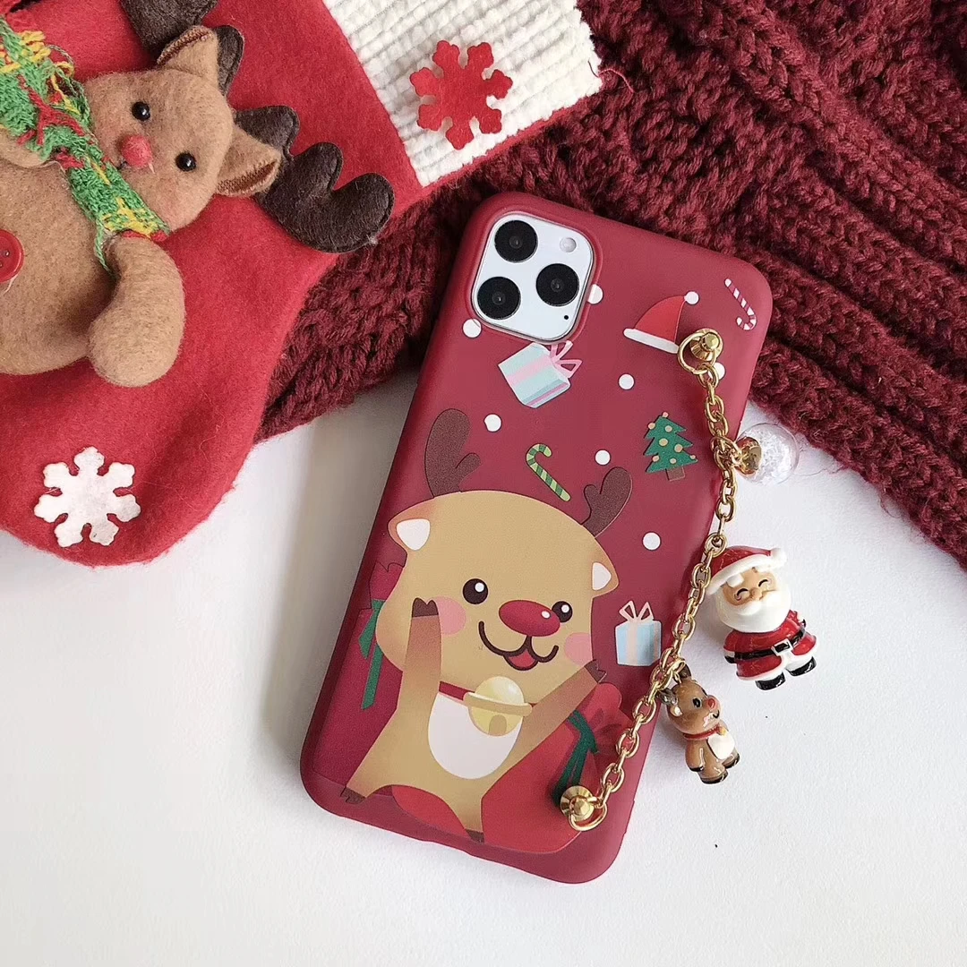 Милый чехол для телефона с Санта Клаусом для IPhone 11 чехол XR XS Max 6 6S 7 8Plus браслет-держатель задняя крышка Рождественский подарок чехол