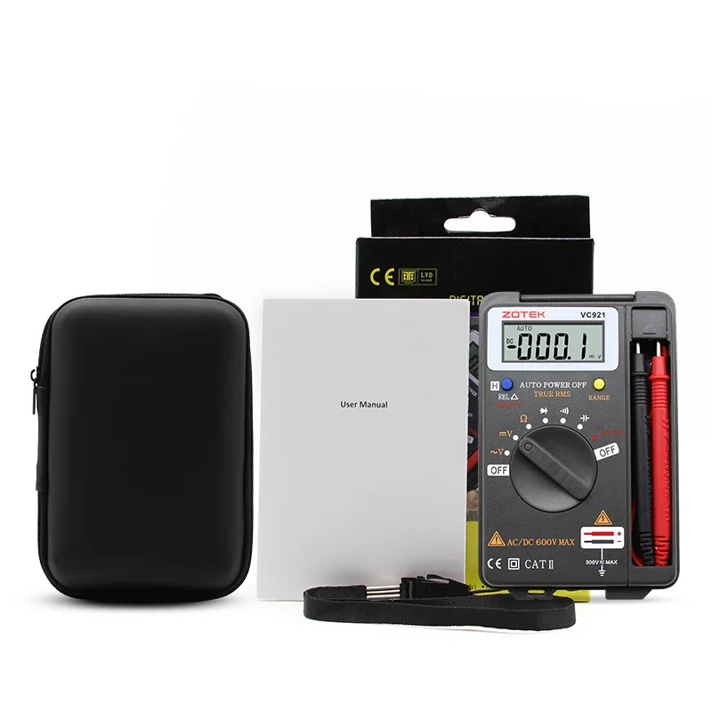 VC921 with Case Цифровой мультиметр ZOYI VC921 3 3/4 персональный мини цифровой мультиметр Ручной Карманный Измеритель сопротивления емкости Частотный тестер - Цвет: VC921 with Case