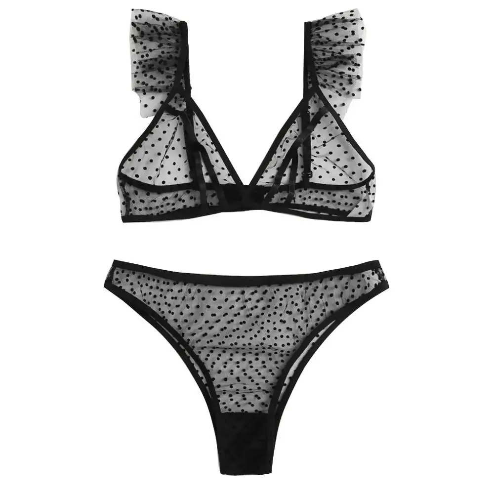 

New Women Plus Size Lace Lingerie Bra+Thong Underwear Set Black Sleepwear Lingerie Sexy Hot Erotic Porno Costumi #4A26