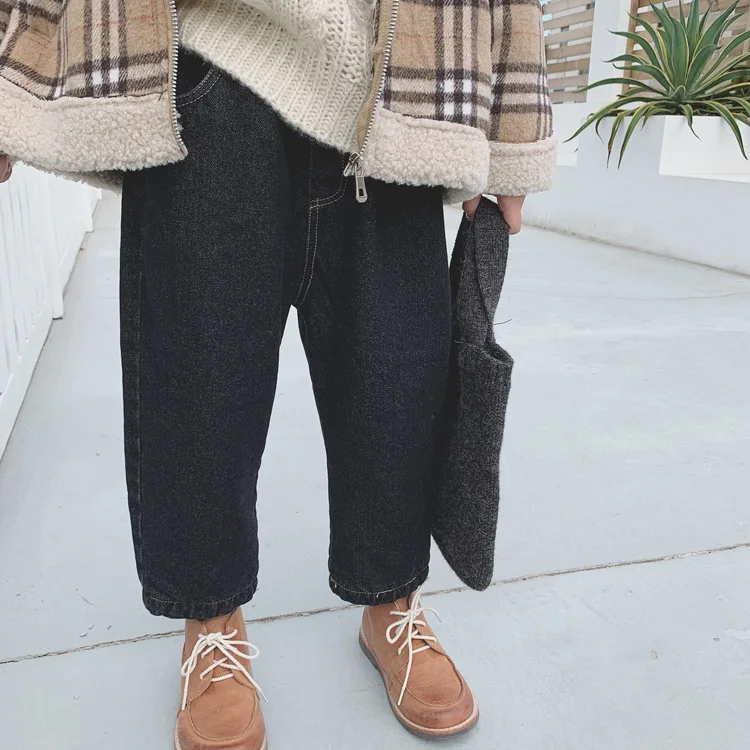 2019 новые зимние классические утепленные джинсы для маленьких мальчиков и