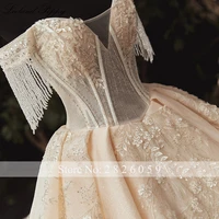 Lceland Poppy Off the Shoulder Ball Gown Wedding Dresses Plus Size Champagne Beaded Vestido de novia Lace Appliques Bridal Gowns
